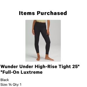 Lululemon black leggings size 14
